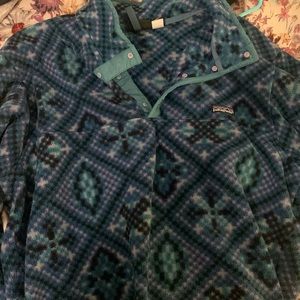 Patagonia blue button up fleece jacket